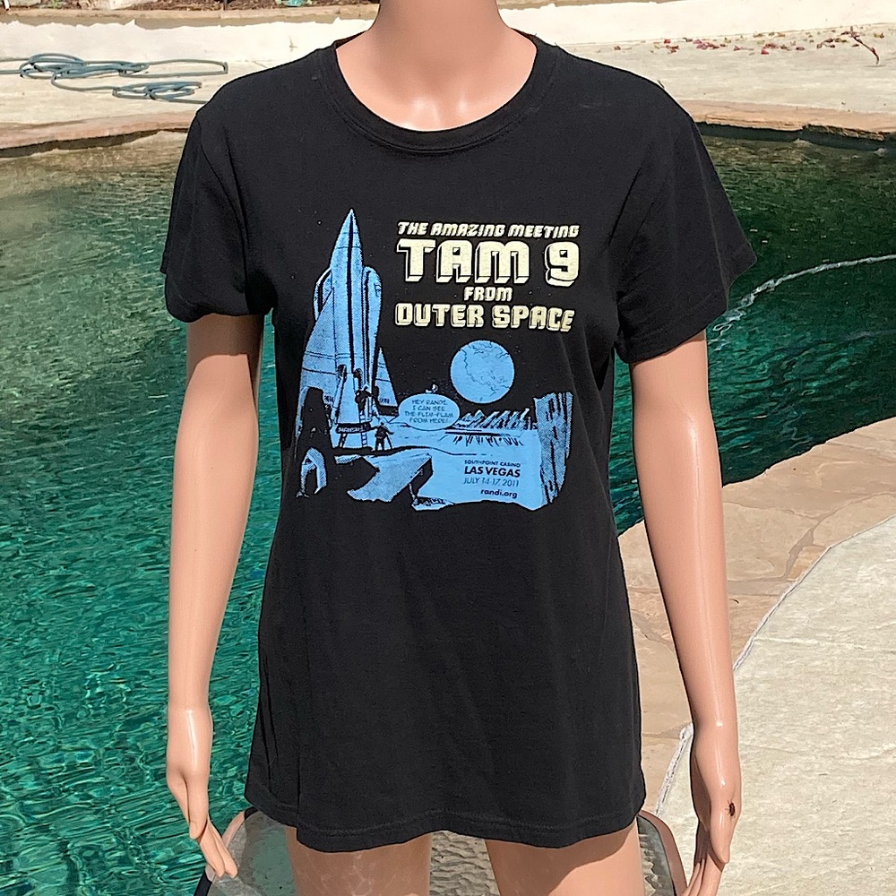 TAM 9 From Outer Space Womens Short Sleeve Tee Shirt Black New